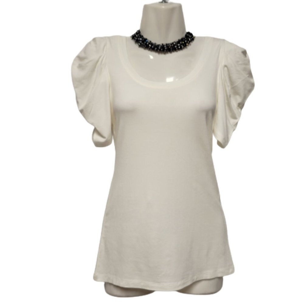 𝅺WHITE Short Sleeve Blouse Top Tees  Size S - NWOT